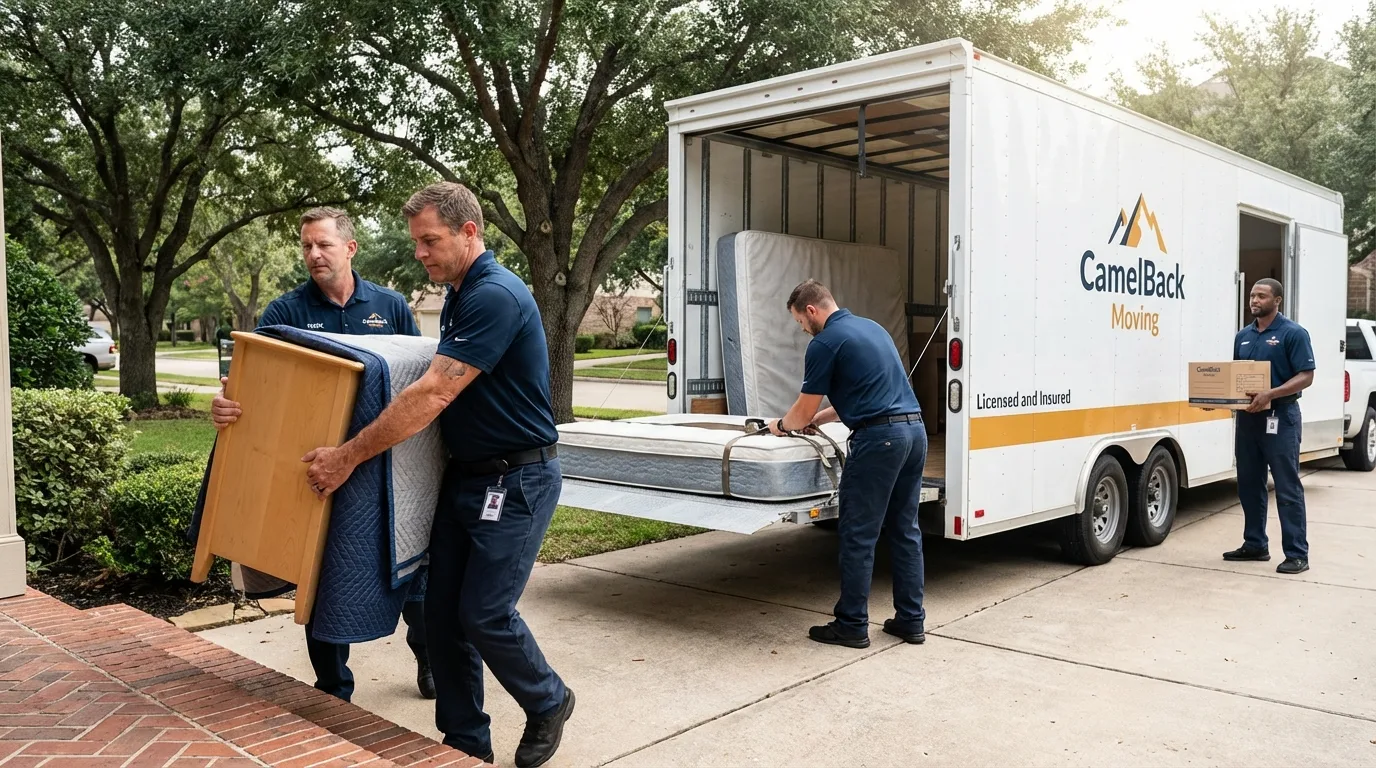 Crew loading residential truck for cross-state move from North Conway, NH
